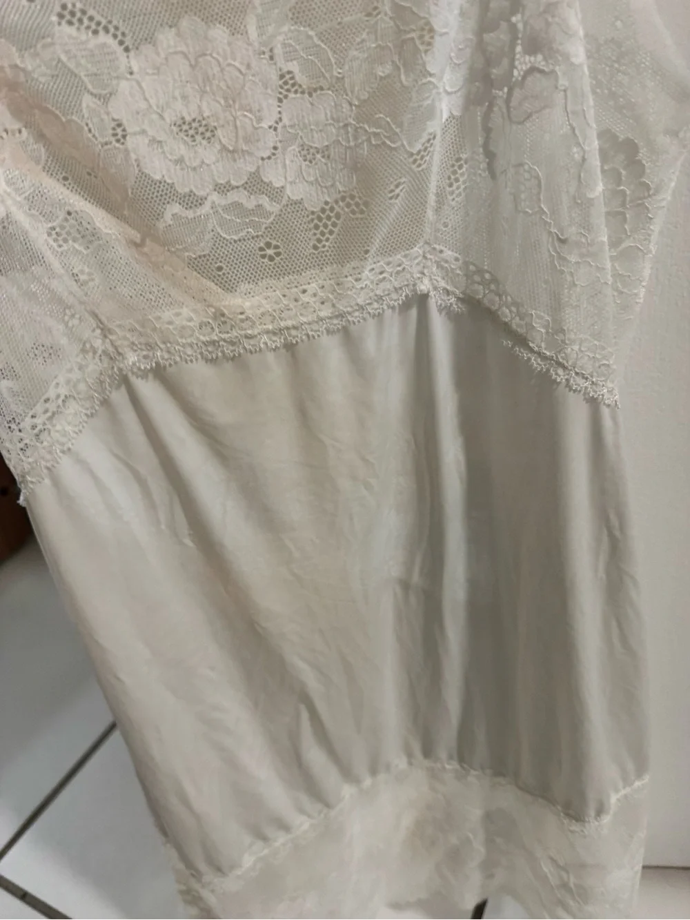 Vintage White Lace-Trim Slip Dress - Picture 5 of 10